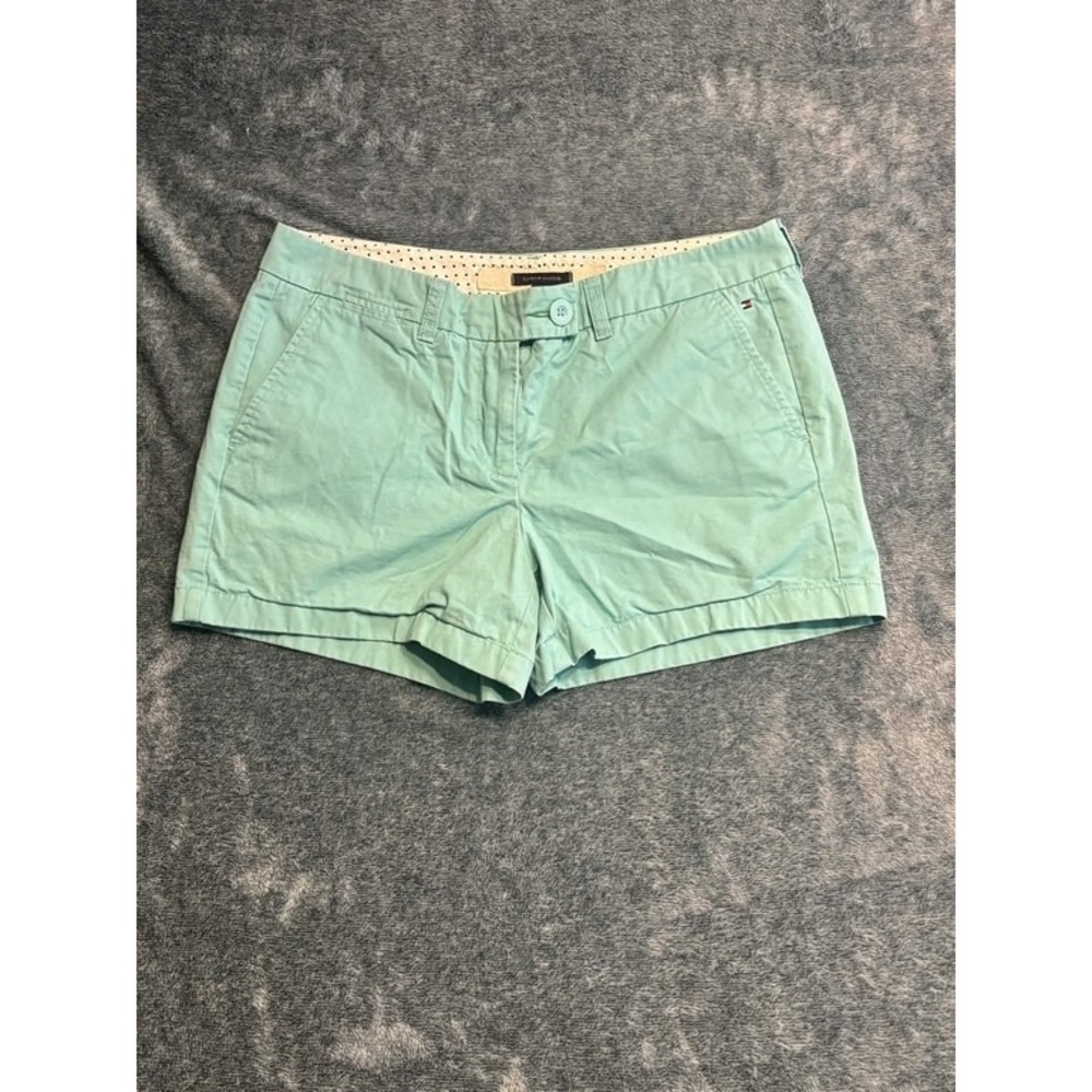 Tommy Hilfiger Womens Chino Shorts 12 Mint Green 100% Cotton Solid Summer